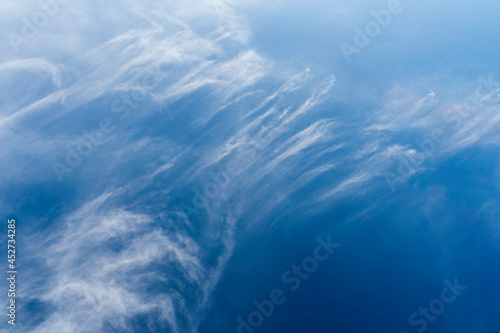 Beautiflu white wave clouds in blue sky  Freedom and nature concept.