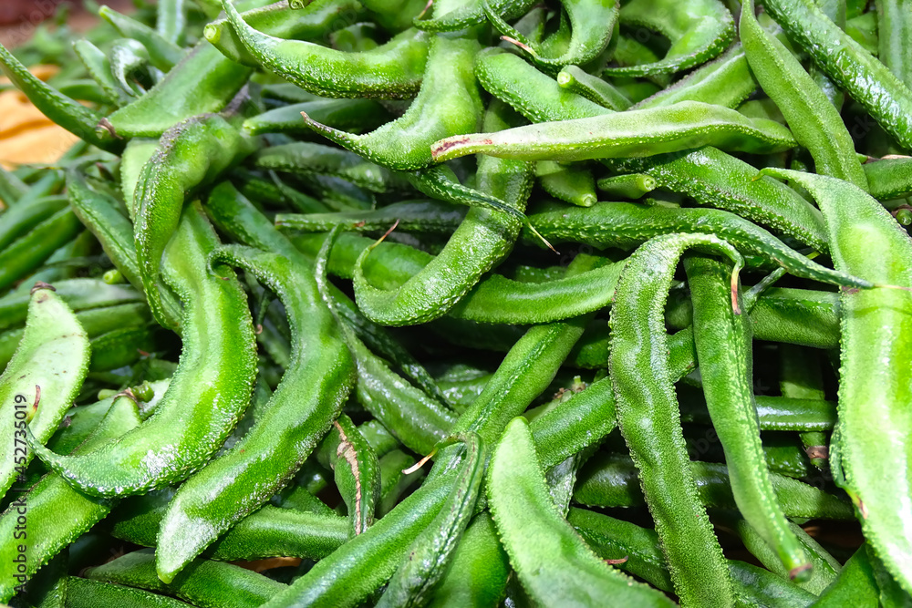 Fresh green beans on the market