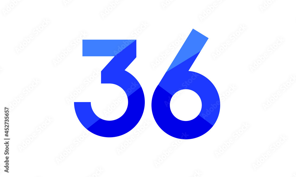 36 Number Modern Flat Blue Logo 36 Number Modern Flat Blue Logo