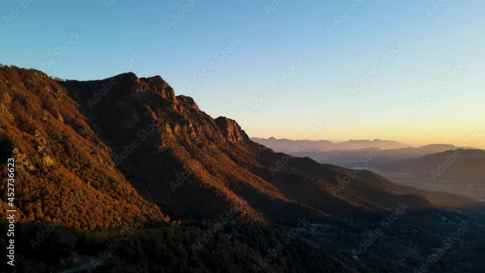 Aerial scene with drone of the autumn landscape in Puigsacalm Peak, La Garrotxa, Girona, Spain. 4K UHD Aerial scene with drone of the autumn landscape in Puigsacalm Peak, La Garrotxa, Girona, Spain. 4K UHD
