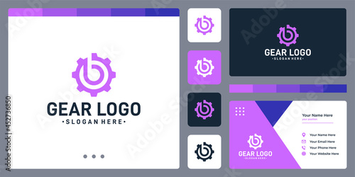 inspiration abstract gear logo concept and the initial letter B shape. icons for business, automotive and creative. business card design template.