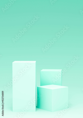 Pedestal for display, shelf beyond imagination, Platform for design,Blank product stand.3D rendering © LIK01