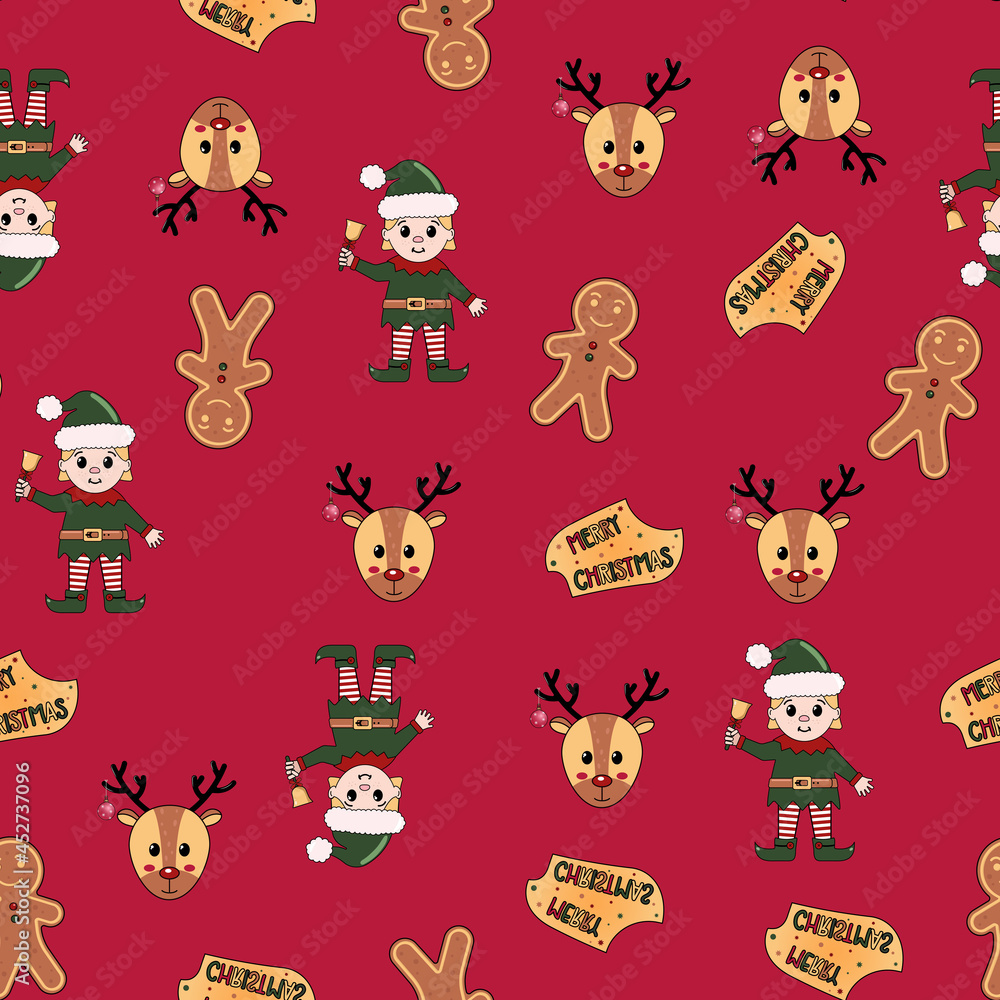 Naklejka premium New year's Christmas seamless pattern . Isolated, vector background