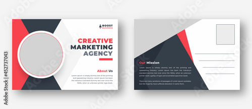 Corporate business or marketing agency postcard template