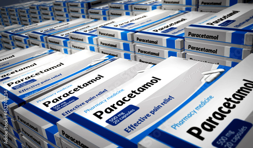 Paracetamol and painkiller tablets pack 3d illustration photo