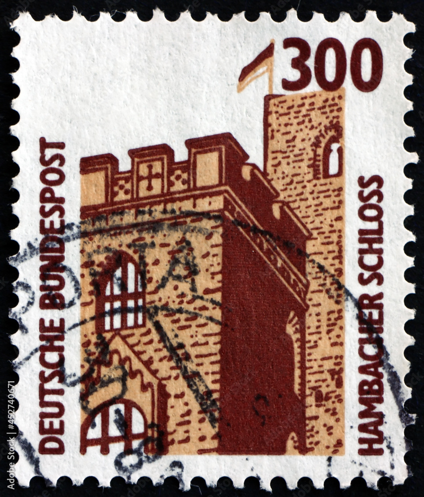 Postage stamp Germany 1988 Hambach castle