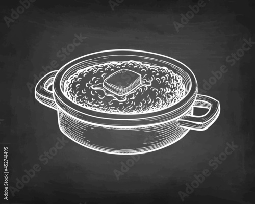 Chalk sketch of oatmeal with butter.