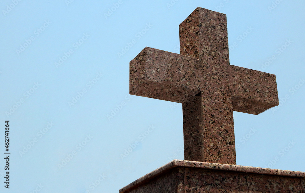 view of tomb stone in a christian cemetery