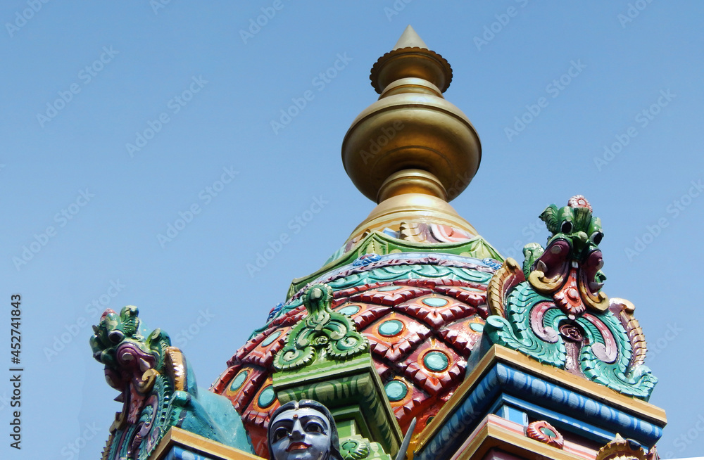 view of Indian Hindu Temple tower or Gopuram