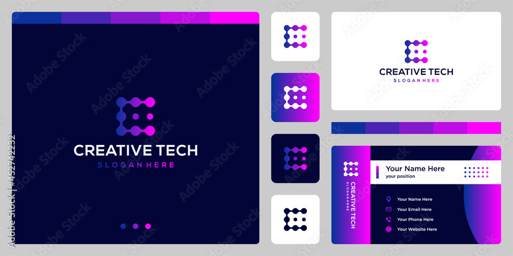 inspiration logo initial letter C abstract with tech style and gradient color. icons for business, internet and technology. Business card template. inspiration logo initial letter C abstract with tech style and gradient color. icons for business, internet and technology. Business card template.
