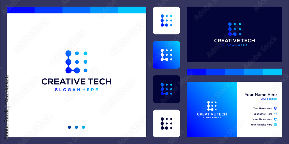inspiration logo initial letter L abstract with tech style and gradient color. icons for business, internet and technology. Business card template.