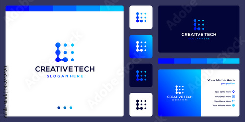 inspiration logo initial letter L abstract with tech style and gradient color. icons for business, internet and technology. Business card template.