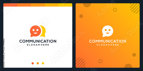 Creative Chat icon and symbols smile logo. premium vector.