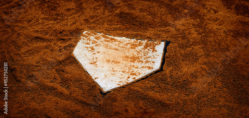 Baseball Homeplate in Brown Dirt for Sports American Past Time photo