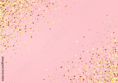 Gold Glitter Happy Vector Pink Background.