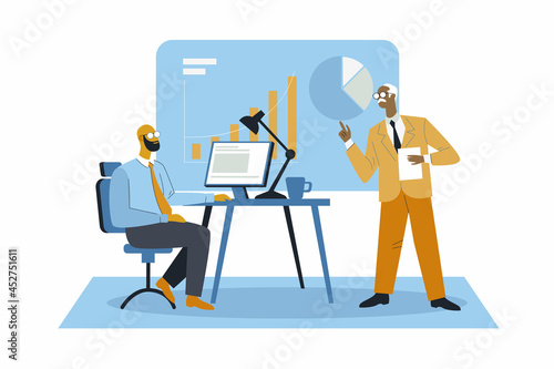 Boss briefing about work illustration concept vectors