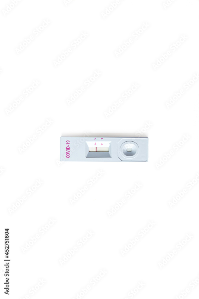 Fototapeta premium A Negative Result for COVID-19 with test kit for viral disease COVID-19 2019-nCoV. Lab card kit test for coronavirus SARS-CoV-2 virus. Fast test COVID-19. Pandemic infectious concept