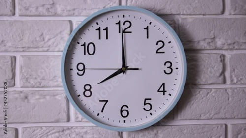 Wallpaper Mural Five minutes to eight o clock on the dial round wall clock. The dial on the clock shows the time at five minutes to eight in the morning or evening. Time concept Torontodigital.ca