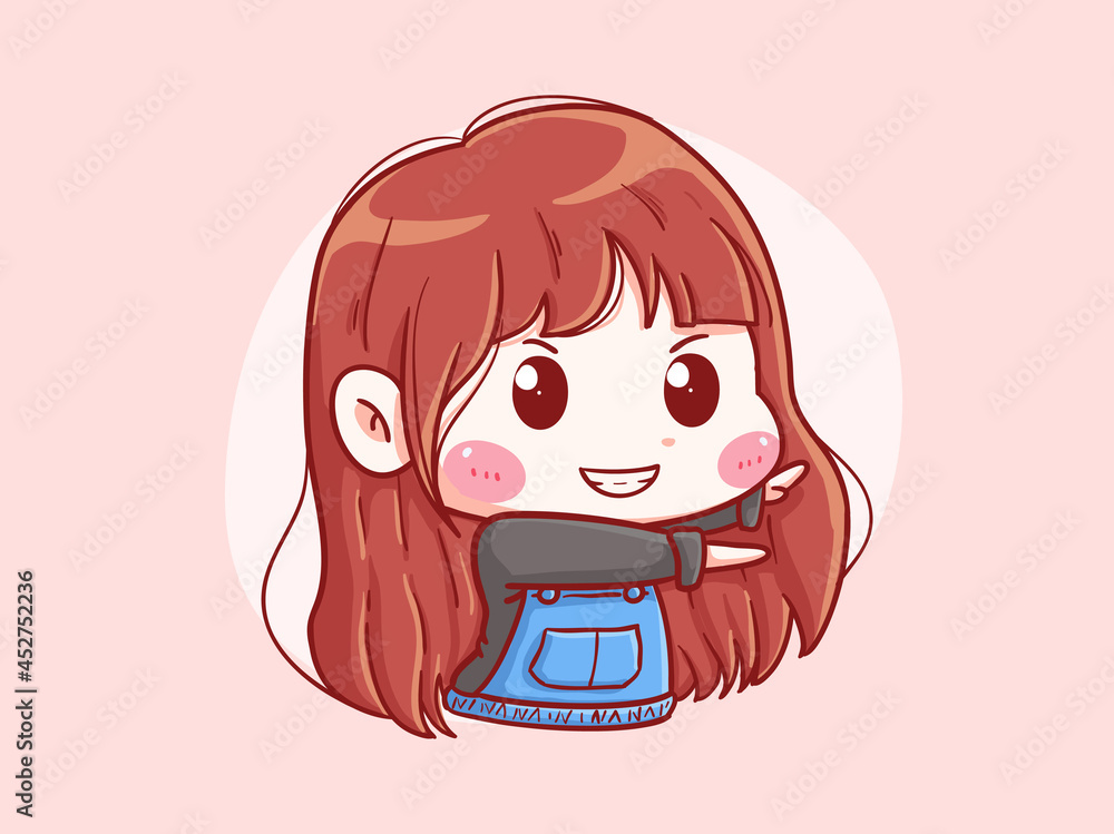 Cute and kawaii Happy Girl Dance Pose Manga Chibi Illustration Cute and kawaii Happy Girl Dance Pose Manga Chibi Illustration