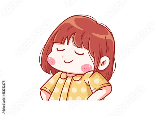 Cute and kawaii Girl Feeling Proud Pose Manga Chibi Illustration