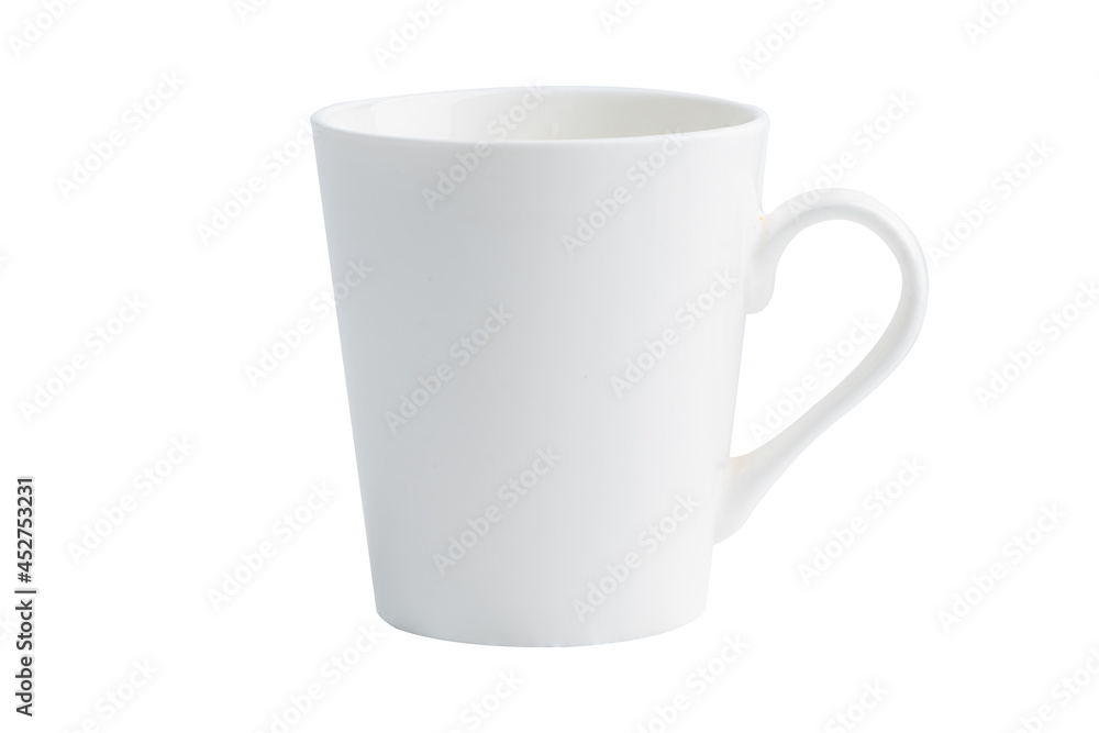White mug glass for drink isolate on white background White mug glass for drink isolate on white background