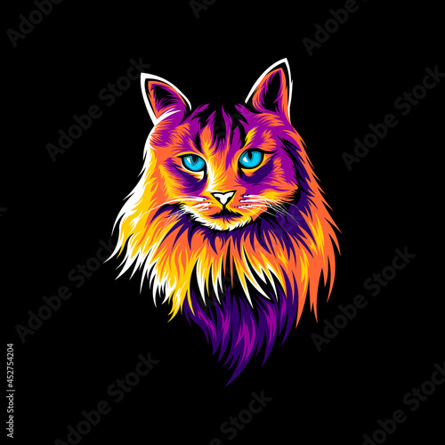 Cat Illustration Colorful Design Vector