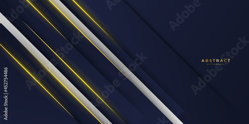 Wallpaper Mural Luxury navy blue background combine with glowing golden lines. Overlap layer textured background design  Torontodigital.ca