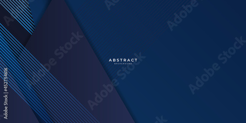 Modern simple dark navy blue background with overlap triangle layers. Blue abstract background vector with blank space for text. Modern element for banner, presentation design and flyer