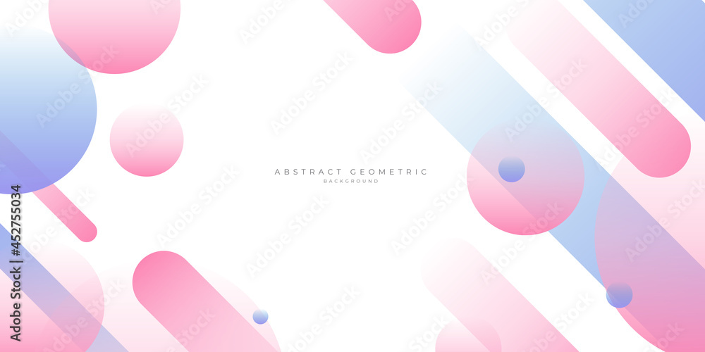 Abstract soft light pink and blue geometric shapes on white background