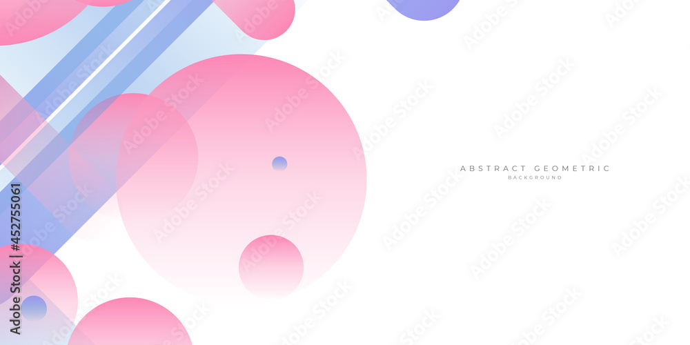 Abstract soft light pink and blue geometric shapes on white background