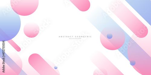 Abstract soft light pink and blue geometric shapes on white background