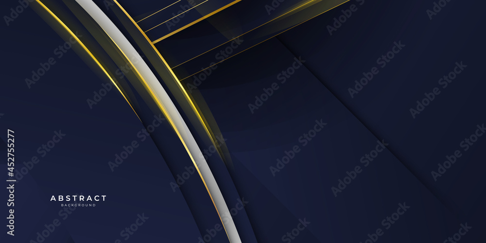 Abstract wavy luxury dark blue and gold background. Abstract template diagonal lines striped dark blue gradient background and texture with golden wave line and space for your text Abstract wavy luxury dark blue and gold background. Abstract template diagonal lines striped dark blue gradient background and texture with golden wave line and space for your text