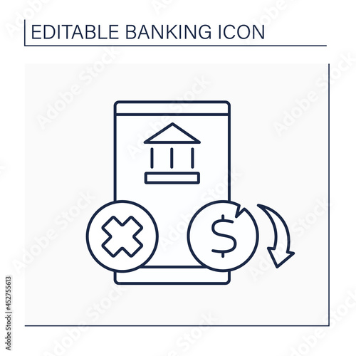 Insufficient funds line icon. Account with not enough money to cover transactions.Banking functions concept. Isolated vector illustration. Editable stroke