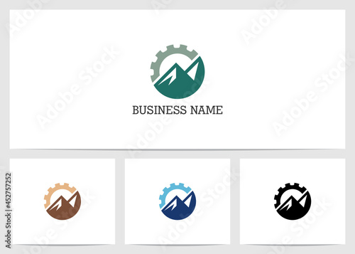 Gear And Mountain Logo Design