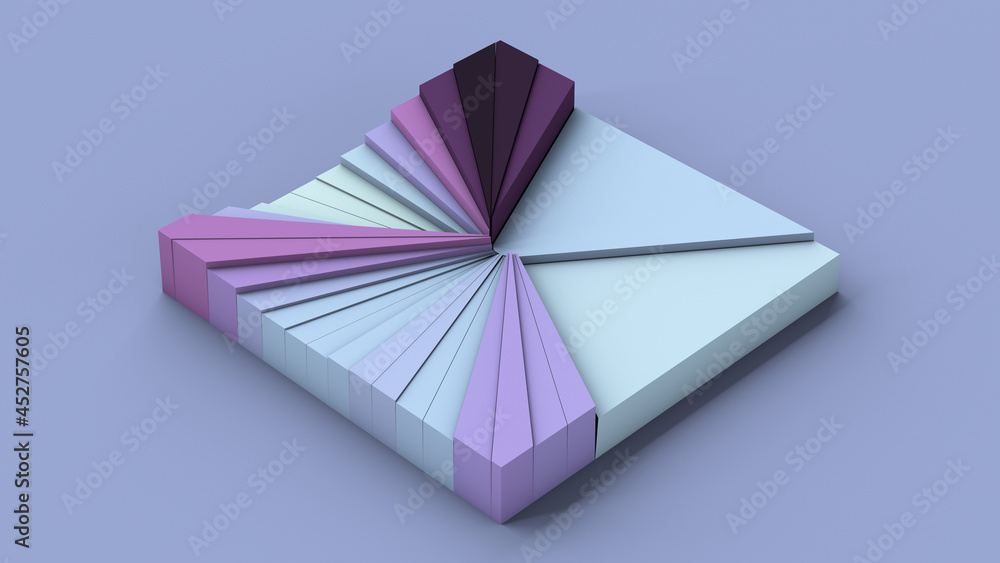 Purple and blue square with broken surface. Abstract illustration, 3d render. Purple and blue square with broken surface. Abstract illustration, 3d render.