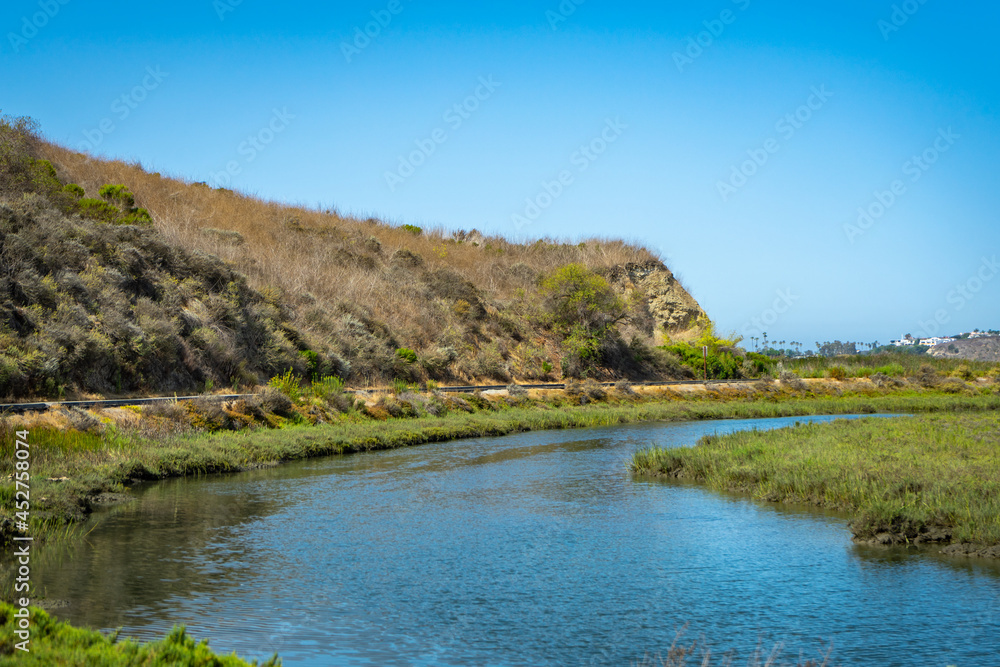 View of Upper Newport Bay wetland in Newport Beach, California