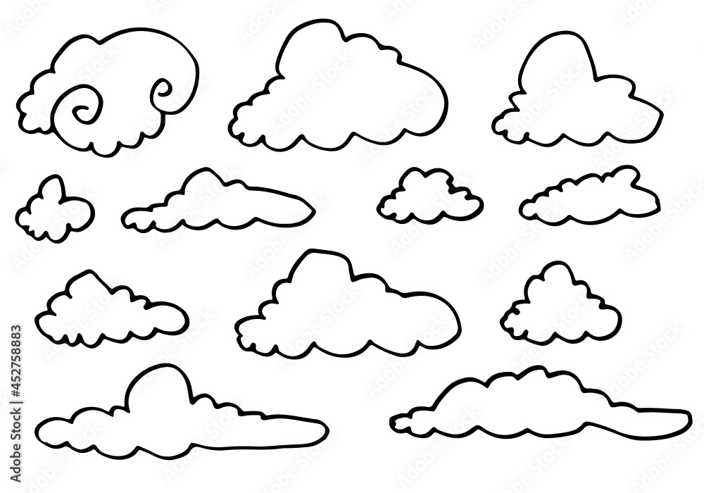 Hand drawn weather collection. Flat style vector illustration on white background.
