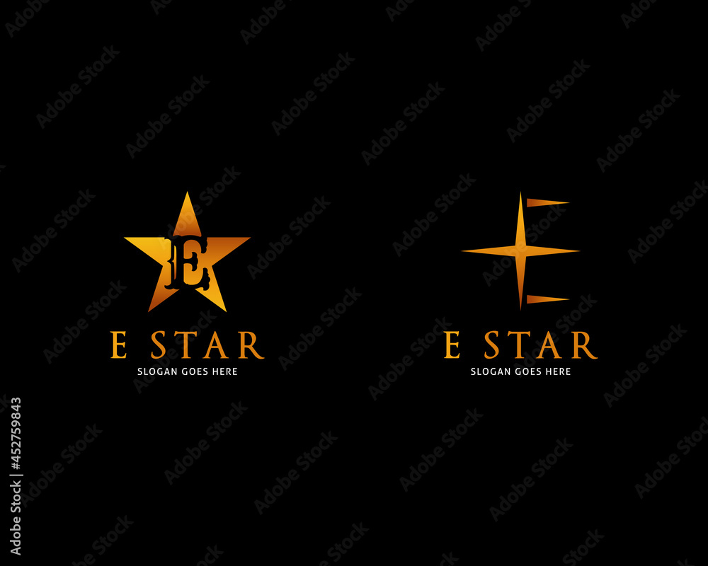Set of Initial Letter E Star Logo Template Design Set of Initial Letter E Star Logo Template Design