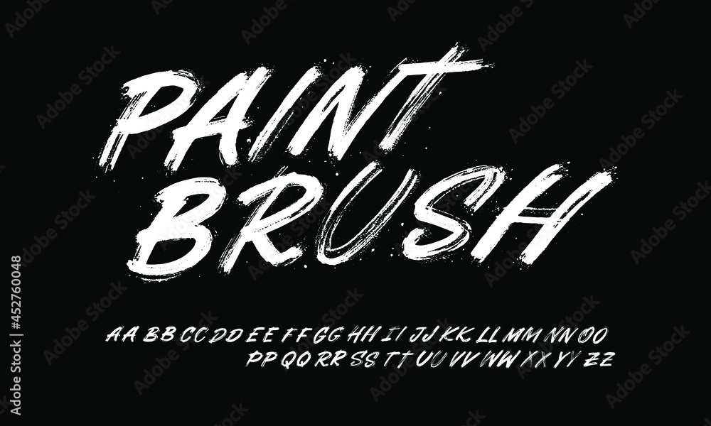 Lettering font isolated on black background. Texture alphabet in street art and graffiti style. Grunge and dirty effect. Vector brush letters.
