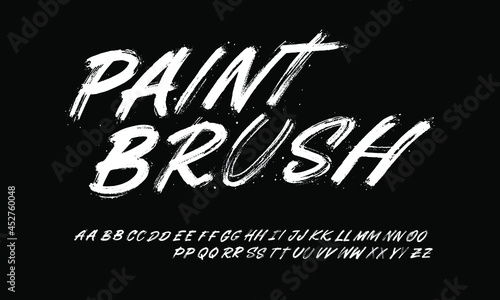 Lettering font isolated on black background. Texture alphabet in street art and graffiti style. Grunge and dirty effect.  Vector brush letters.