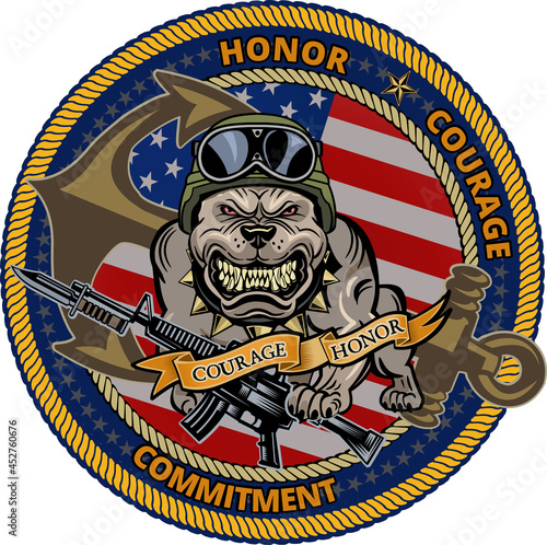military Bulldog and crossing rifles