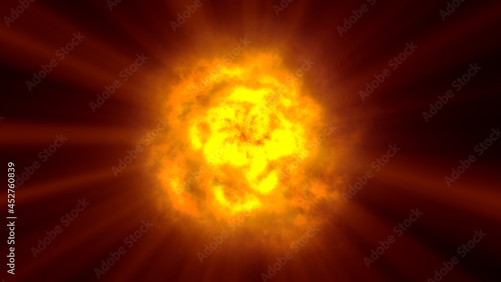 Fototapeta premium fire flame ball explosion in space, illustration