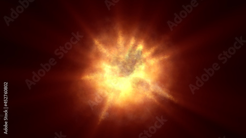 fire flame ball explosion in space, illustration