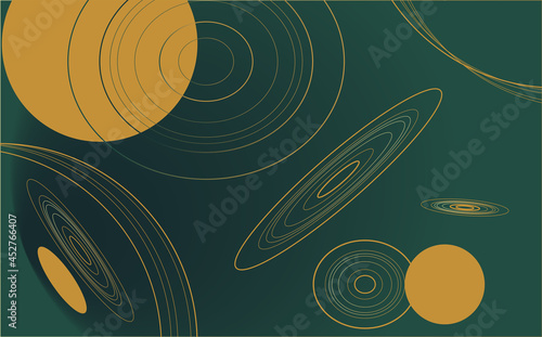 Minimalist deep green premium abstract background with luxury geometric  shapes. Exclusive wallpaper design for poster, brochure, presentation, website