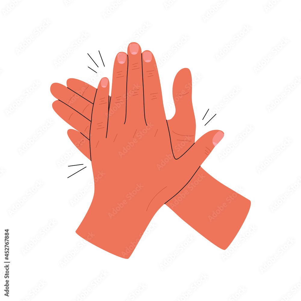 Flat vector cartoon illustration of applause. The concept of approval and admiration. Isolated design on a white background. Flat vector cartoon illustration of applause. The concept of approval and admiration. Isolated design on a white background.