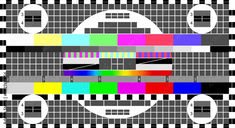 No signal TV, Television test screen in case of no signal. Test card or pattern, TV Resolution test charts background. Vector illustration - obrazy, fototapety, plakaty 