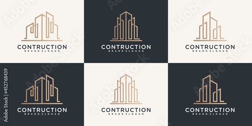 Set of building construction logo design inspiration for company Premium Vector