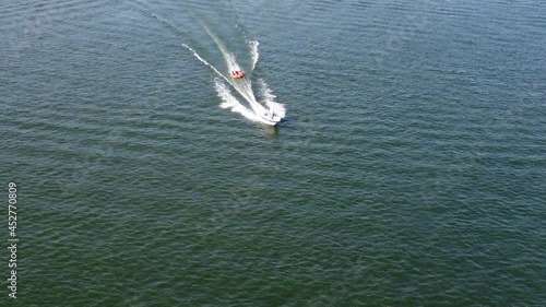 Follow boat and inner tube