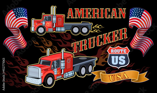 American truckers- American trucker T shirt design