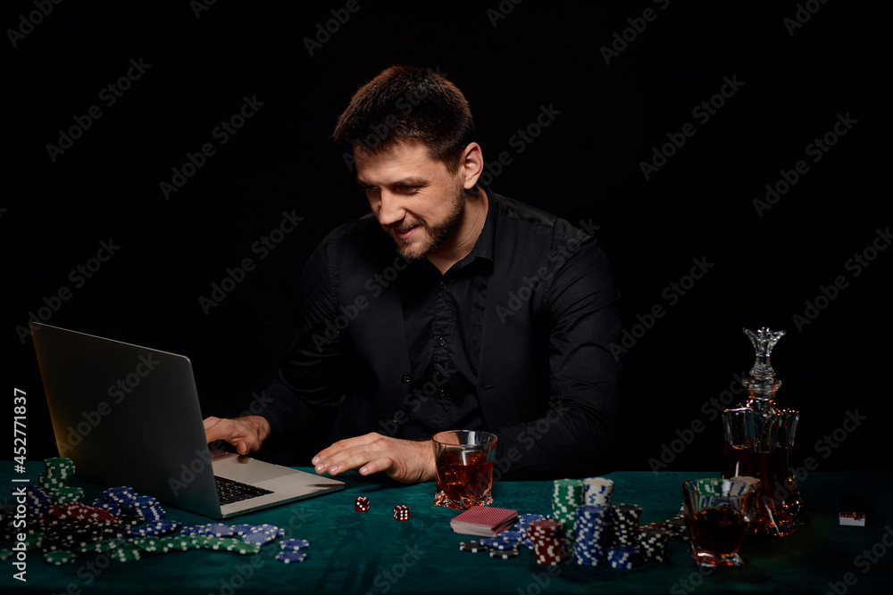 Bearded online casino player man celebrating victory Bearded online casino player man celebrating victory